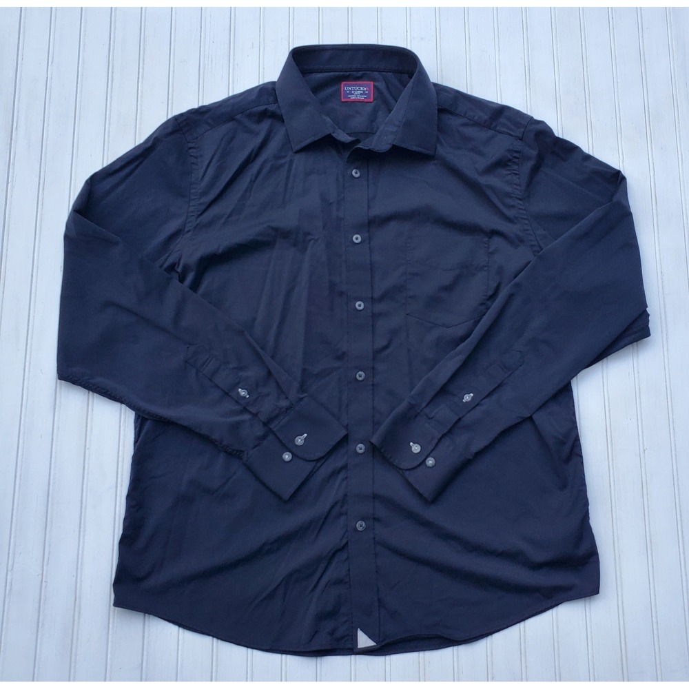 UNTUCKit Gironde Slim Fit Shirt Mens XL Navy Blue Performance Stretch 40349